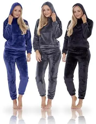 Buy Ladies Plush Super Soft Pyjamas Minky Warm Hooded Fleece PJ'S REDUCED 2 CLEAR! • 13.99£