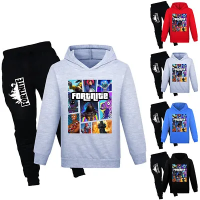 Buy Kids Fortnite Tracksuit Long Sleeve Hoodie Sweashirt + Pants Sportswear Outfit • 13.99£