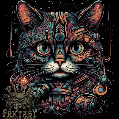 Buy Astral Cat With Fantasy Tribal Markings Mens Cotton T-Shirt Tee Top • 10.75£