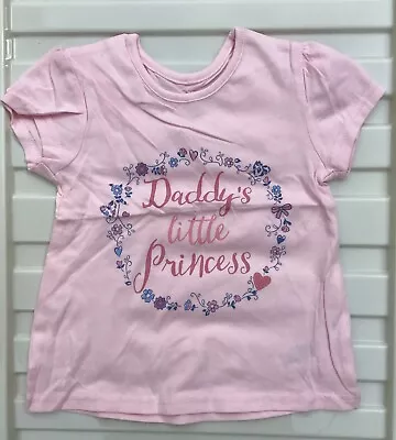 Buy Baby Girls Pink Short Sleeve T Shirt With Daddy's Little Princess Detail • 4.99£