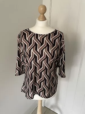 Buy Yours Pixie Girl T Shirt Brown Black Geometric Print Uk Size 20 BNWT • 14.99£