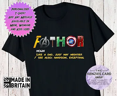 Buy FATHOR T-Shirt Father's Day Dad Superhero Thor Daddy Tee Top Gift Present Idea 1 • 11.25£