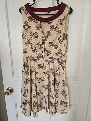Buy Modcloth Dancing Days By Banned Apparel Large Adorable Bicycle Print Dress • 48.66£