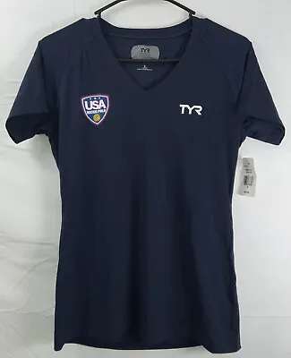 Buy NWT Women’s TYR USA Water Polo Navy Short Sleeve T-Shirt Navy Small • 13.49£