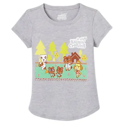 Buy Nintendo Animal Crossing Girls T Shirt Gray Graphic Short Sleeve Crew Neck M 7/8 • 7.07£