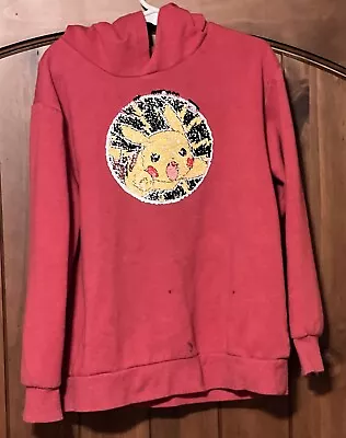 Buy Pokemon Hoodie Pikachu Flip Sequin Pullover Sweatshirt Kids Small Girls Boys • 8.10£