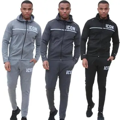 Buy NEW Mens ICON FULL Tracksuit Slim Skinny Fit Joggers Bottoms Jumper Hoodie Gym • 23.99£