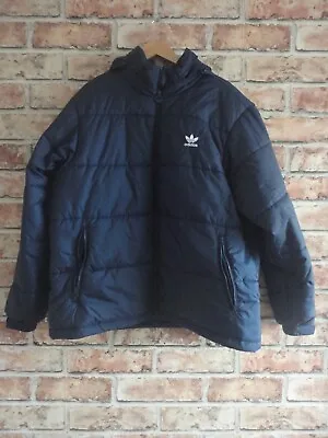 Buy Adidas Padded Hooded Puffer Jacket Coat  Size L Colour Blue Unisex • 29.99£