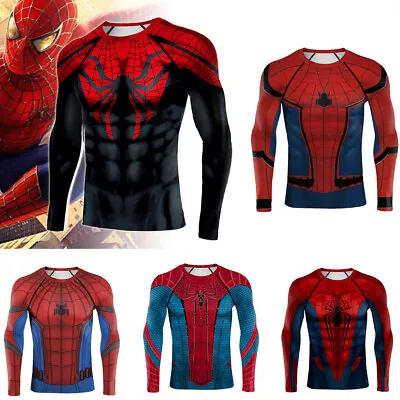 Buy The Amazing Homecoming Spiderman T-shirts Costume Long Sleeve Tops Tee Gym Props • 19.79£