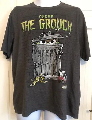 Buy Mens Grey Oscar The Grouch T Shirt Short Sleeve Top Sesame Street Size Large • 14.99£
