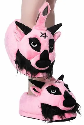 Buy Killstar Dark Lord Satanic Baphomet Goat Goth Punk Bubblegum Slippers KSRA003778 • 37.88£