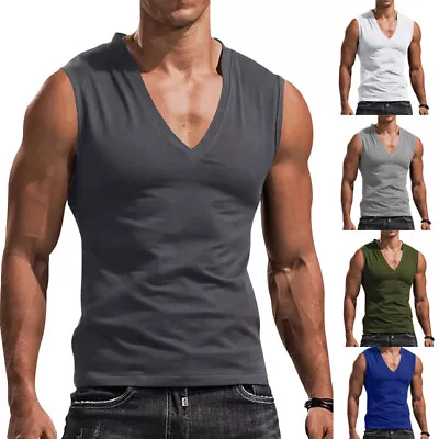 Buy Mens Solid Sport Vest Tank Tops Summer Gym Muscle Fitness Bodybuilding T Shirt • 7.49£