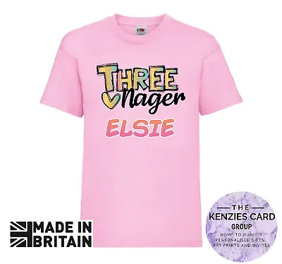 Buy Personalised Threenager T-Shirt Top 3rd Birthday T-Shirt Girls Third Birthday V1 • 11.25£