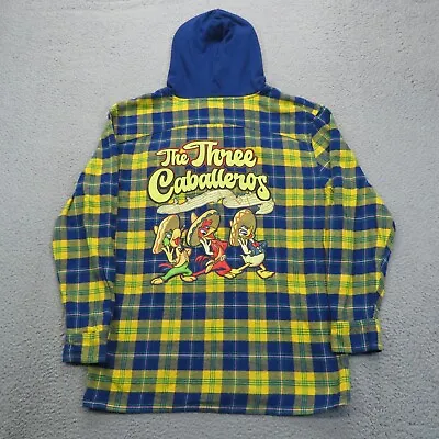 Buy Disney Hoodie Adult Large Full Zip Plaid Jacket Flannel Shirt Three Caballeros • 51.93£