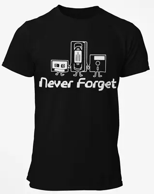 Buy Never Forget Retro T-Shirt VHS Cassette Tape Funny Vintage Tee Black Size M • 8.99£