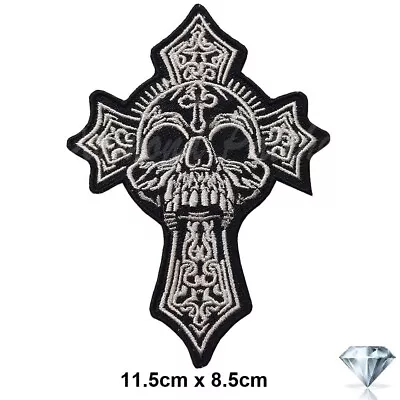 Buy Skull Cross Skeleton Embroidery Patch Iron Sew On Goth  Fashion Badge Biker  • 2.49£
