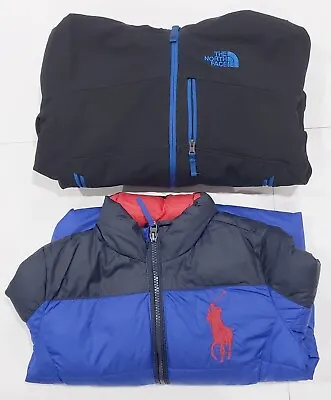 Buy Pre-Owned Lot Of 2 Boys Ralph Lauren Polo Puffer North Face Apex Jacket Size 5 • 31.66£