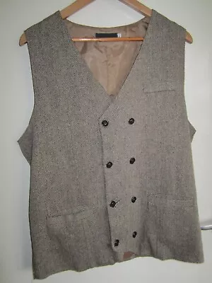 Buy Ladies Brown Herringbone Pattern Waistcoat Size 16 • 4.99£