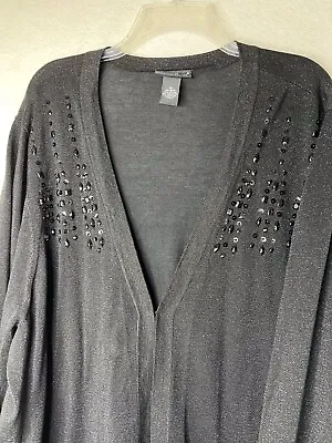 Buy Black Open Front Sweater With Beads Sparkle 3X Party 26/28 Plus Maggie Barnes • 23.62£