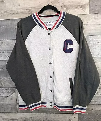 Buy Champion Varsity Letterman Jacket Sweatshirt Mens Size XL Grey Button Up Bomber  • 30.99£