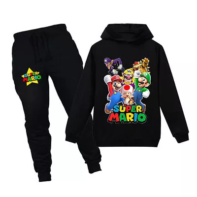 Buy Kids Boy Super-Mario Tracksuit Set Hoodie Tops Joggers Pants Outfit Sports Wear • 14.19£