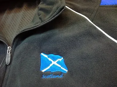 Buy Mens Scotland Flag Full Zip Fleece Jacket Black Blue RRP £28.95 • 14.95£