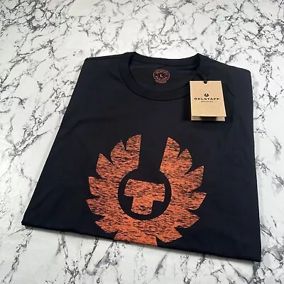 Buy BELSTAFF Mens Black Coteland T Shirt SIZE LARGE Phoenix BNWT Authentic Orange • 44.99£