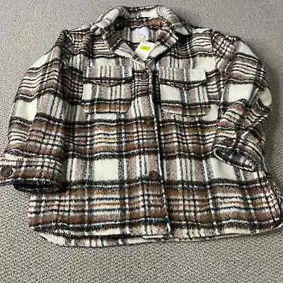 Buy GB Womens Shacket Size Large Brown Plaid Shirt Heavyweight Button Front Jacket • 38.54£