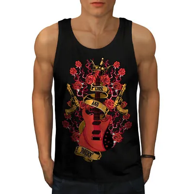 Buy Wellcoda Roses And Guns Rock Mens Tank Top, Band Active Sports Shirt • 17.99£