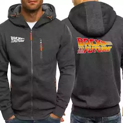 Buy Back To The Future Logo Full Zip Hooded Top Hoody Jacket Sweatshirt Coat Grey • 42.75£