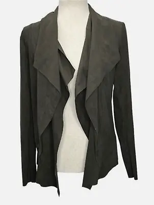 Buy Catherine Malandrino Green Faux Leather Open Draped Jacket Size M • 28.41£
