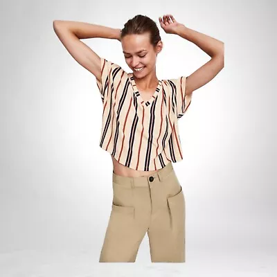 Buy Zara Striped Flannel Top T-shirt Blouse Women's UK Size S • 12.95£
