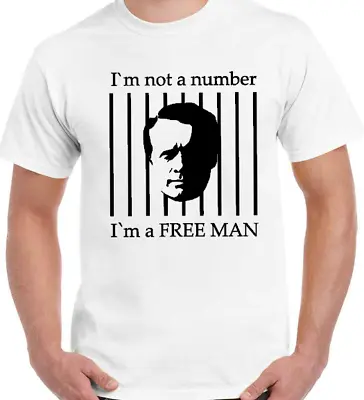 Buy  Cult TV SERIES The PRISONER Number 6 I`m A Free Man Men`s T Shirt Gift • 13.99£
