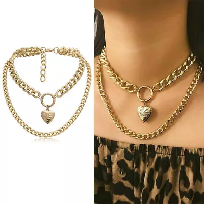 Buy Metal Heart Pendant Chain Necklace 925 Silver Jewellery Necklaces Men Women • 2.99£