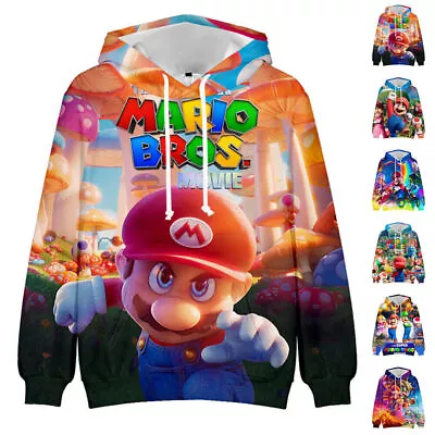 Buy Boys Girls Kids Hoodie Pullover Super Mario 3D Printed Hooded Sweatshirt Hoody • 13.16£