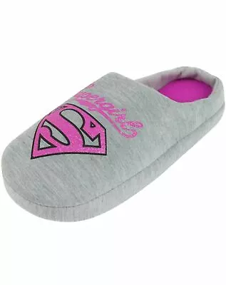 Buy DC Comics Grey Mule Slippers (Womens) • 16.99£