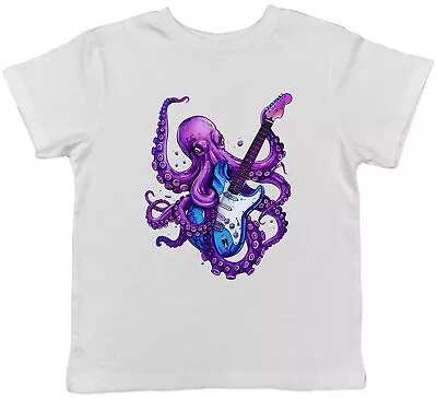 Buy Rockstar Octopus Kids T-Shirt Rock N Roll Electric Guitar Metal Music Boys Girls • 5.99£