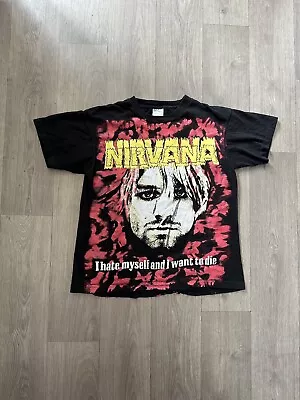 Buy Vintage Nirvana T Shirt Men’s M/l 22ptp Double Sided Retro Rare Rags72 • 75£