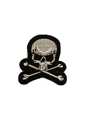 Buy Black Embroidered Iron-on Or Sew-on Biker Patch - Skull And Cross-bones • 2.50£