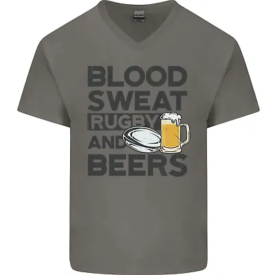 Buy Blood Sweat Rugby And Beers Funny Mens V-Neck Cotton T-Shirt • 11.49£