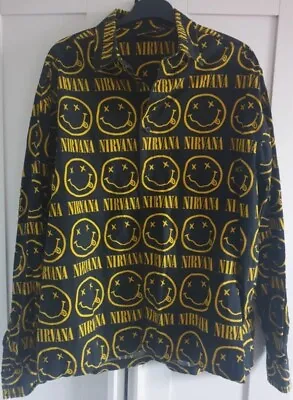 Buy Nirvana Long Sleeve Shirt Rare Smiley Grunge Rock Merch Kurt Cobain Size Small • 24.95£