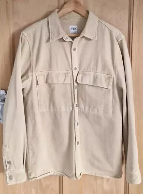 Buy Zara Shacket Heavyweight Men's Large L Beige Shirt Jacket Denim Button Up Ecru • 4.99£
