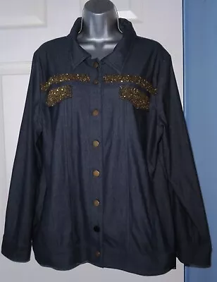 Buy ✿LadiesINDIGO MOON Indigo Mix Stretch Jersey Denim Jacket Size XL 16/18✿ • 6.50£