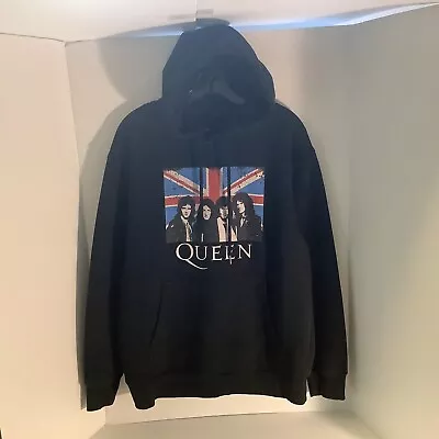 Buy Rock Group Queen “Vintage Union Jack” Hoodie Sweatshirt Women's Size XL  Black • 20.84£