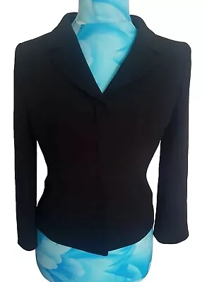 Buy CARACTERE Black Jacket Wool Blend 36  10 Uk Popper Snap Fastening Smart Office  • 20£