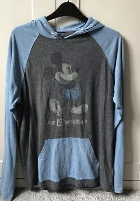 Buy Walt Disney World Mickey Mouse Blue & Grey Unisex Hoodie Size S (US)/ M (EU) • 6.99£