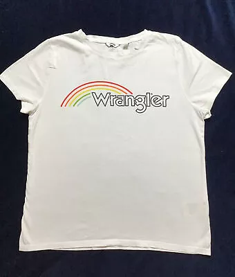 Buy Mens Wrangler White Cotton T Shirt - Sz S • 7.99£