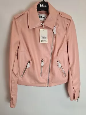 Buy Jakke Vegan Leather Pink Biker Jacket Size UK 10  • 34.19£