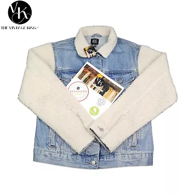 Buy BDG Urban Outfitters Mens Small Blue Vintage Denim Jacket Sherpa Sleeves Regular • 16.99£