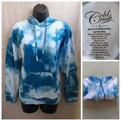 Buy COLD RUSH Hippie Style Tie Dye Hoodie Jumper UK S Sky Blue Mix Contrast Pullover • 8£